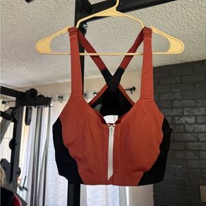 Victoria's Secret Orange and Black Sports Bra with Front Zipper